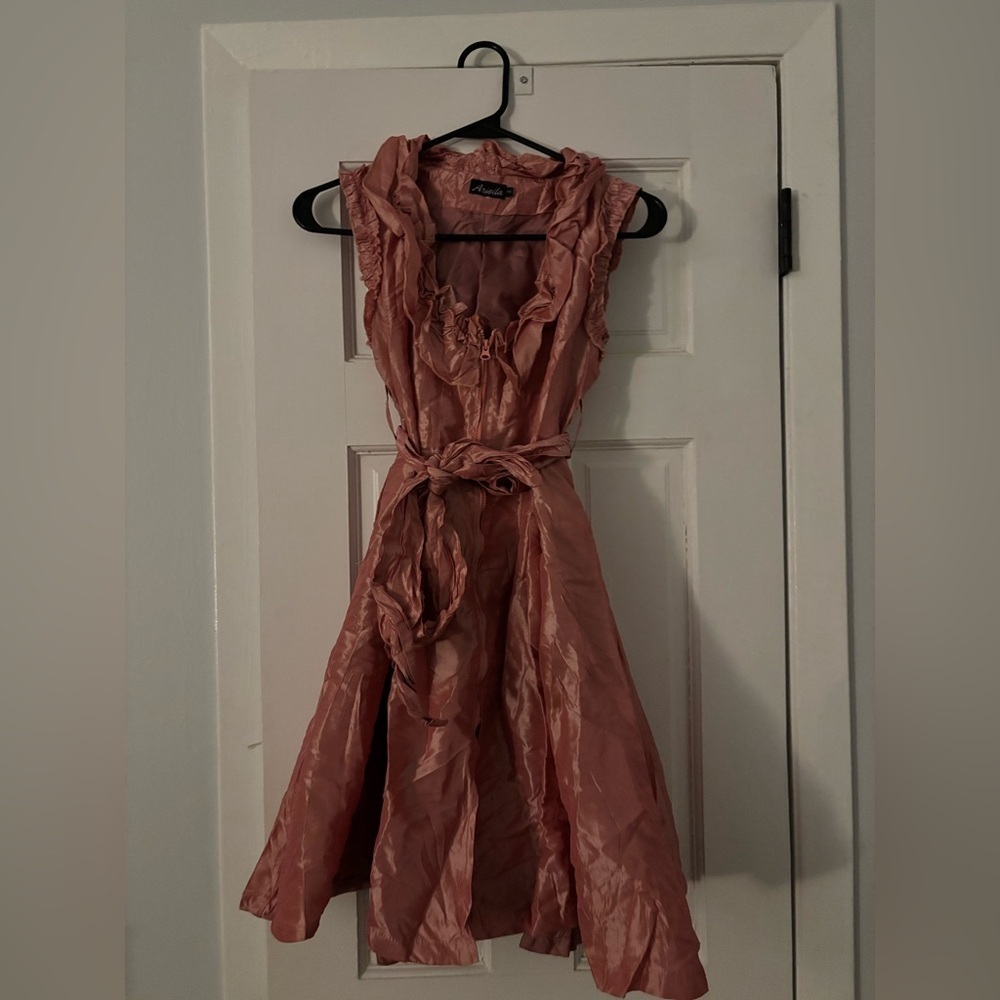Ariella Rose Ruffle Dress With High Collar